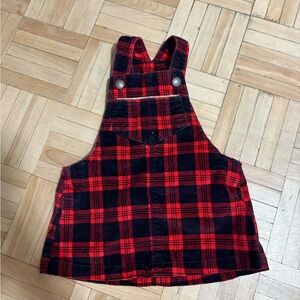 OshKosh B'gosh Red and Black Plaid Overalls